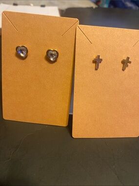 Fashion Jewelry Gold Heart and Cross Stud Earring Set